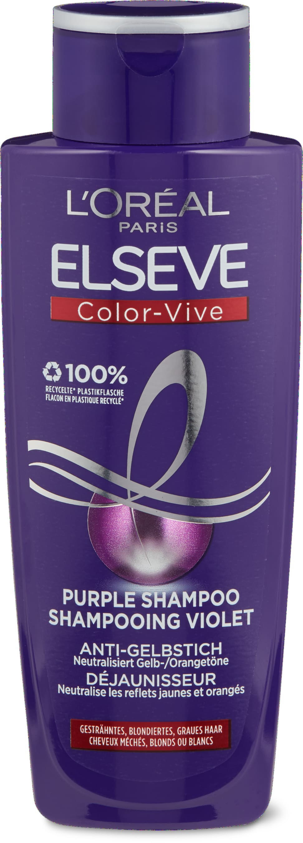 Elsève Purple Anti-Gelbstich Shampoo gesträhntes, blondiertes, graues Haar 200ml